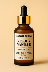 Velour Vanille – Luxury Perfumed Body Oil | 100ml Luxury Body Oil | Nourishing, Non-Greasy, Fast-Absorbing, Long-lasting Fragrance | Self-Care & Skincare Gift | GRADORE AUREUM